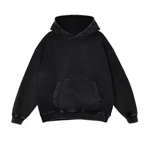 Washed Milk Silk Hoodie Pure Cotton Retro Back Collar Unisex Sweatshirt Full Sleeve Comfortable Soft Cotton Crew Neck Top