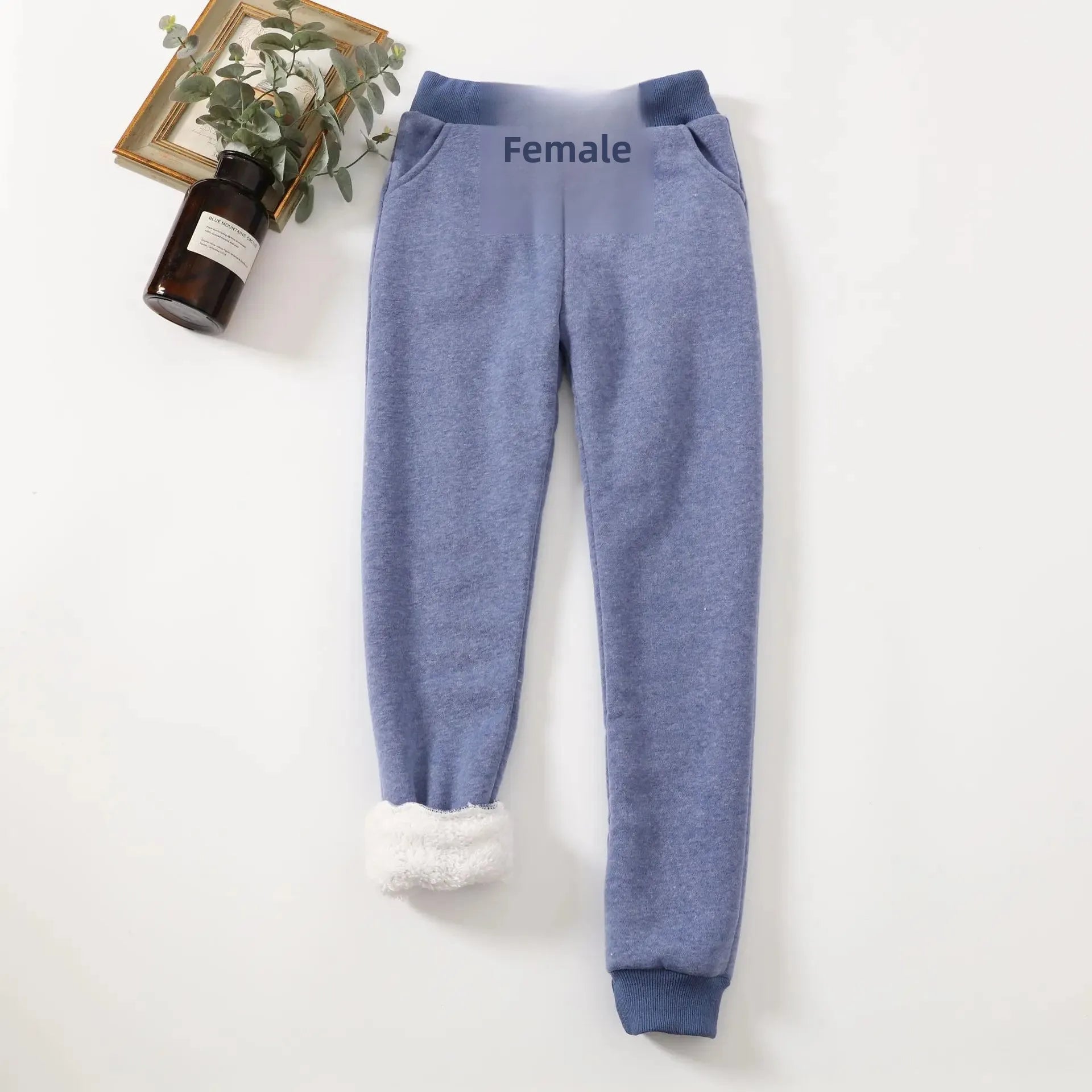 Winter Thickened Lamb Velvet Lined Slim Fit Ladies Casual Pants Warm Trousers plus Size Cuffed Long Leggings for Women