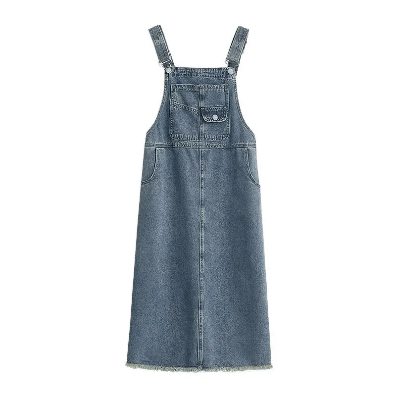 Retro Style Slimming Long Denim Halter Dress Women's Spring Fashion New Arrival Fairy Tale like Skirt Dress Loose Waist